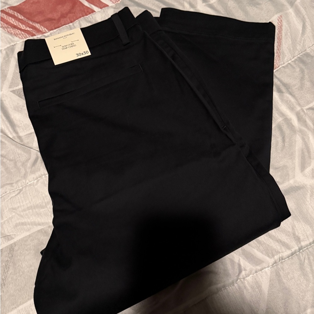 NWT Banana Republic Black Slim Temp Chino Pants 30x30